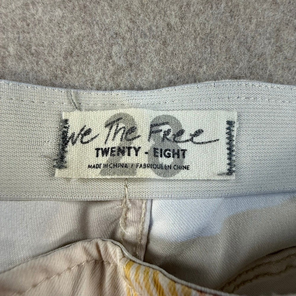 We The Free Free People Penny Flare Jeans Floral Peace Love Cream 28 Retro 70s - Picture 6 of 9